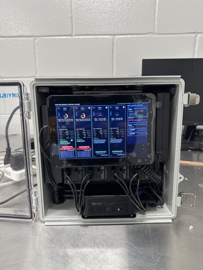 Inside view of DVR Recorder Box showing hardware layout
