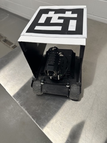 Rear view of the rover with the top-mounted AprilTag lid