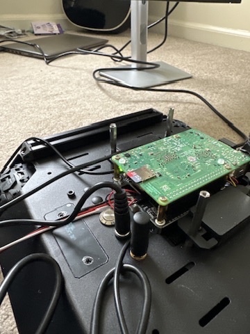 Raspberry Pi mounted inside the rover chassis, front angle